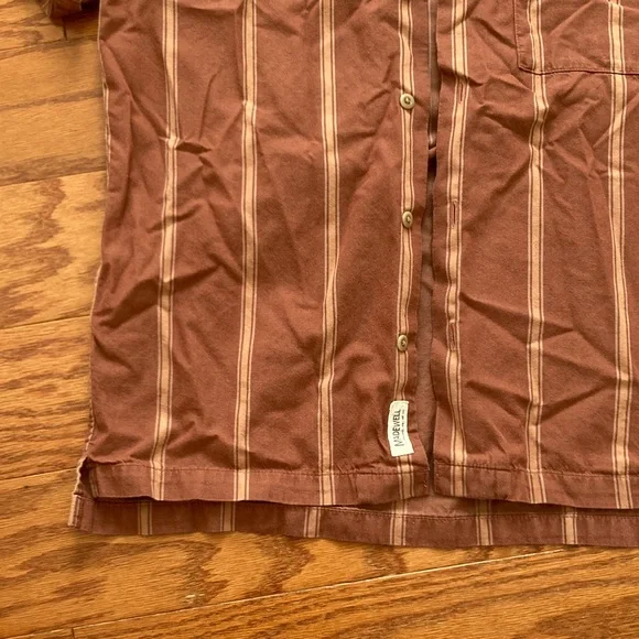 Madewell Men’s Burn Orange Striped Short Sleeve Button Up - Picture 5 of 5
